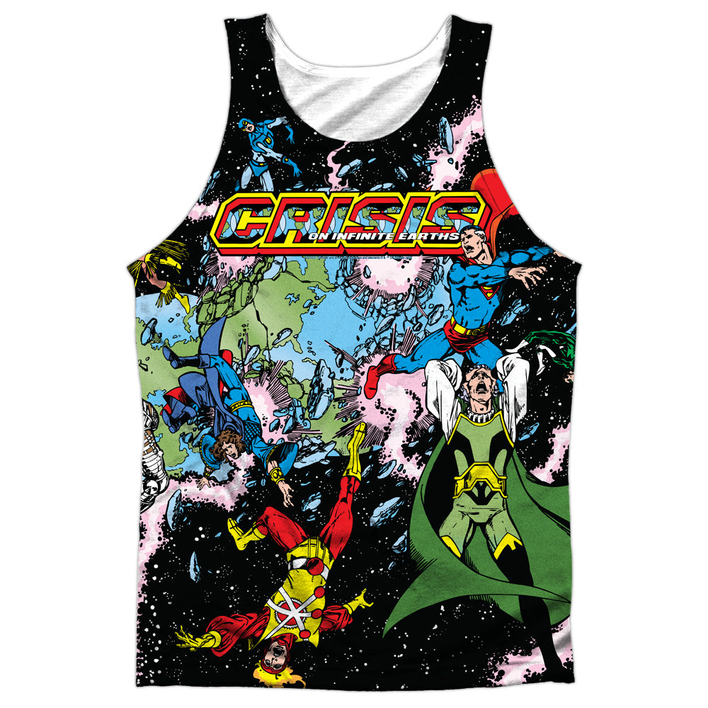 Jla - Crisis Variant - Adult 100% Poly Tank Top - White