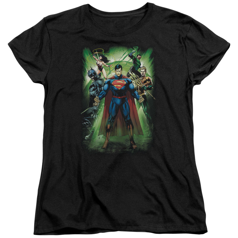 Jla - Power Burst - Short Sleeve Womens Tee - Black T-shirt