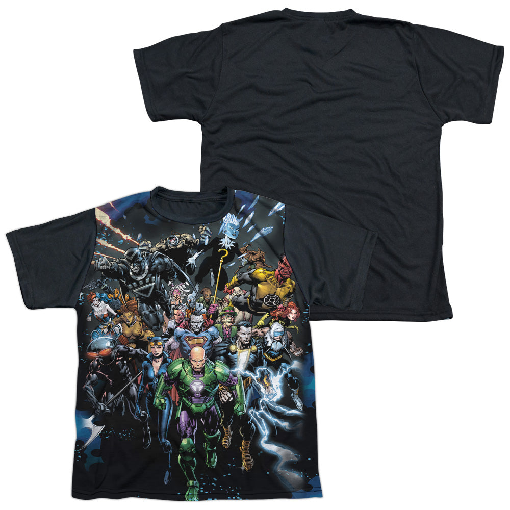 JLA FOREVER EVIL-S/S YOUTH WHITE FRONT BLACK BACK T-Shirt