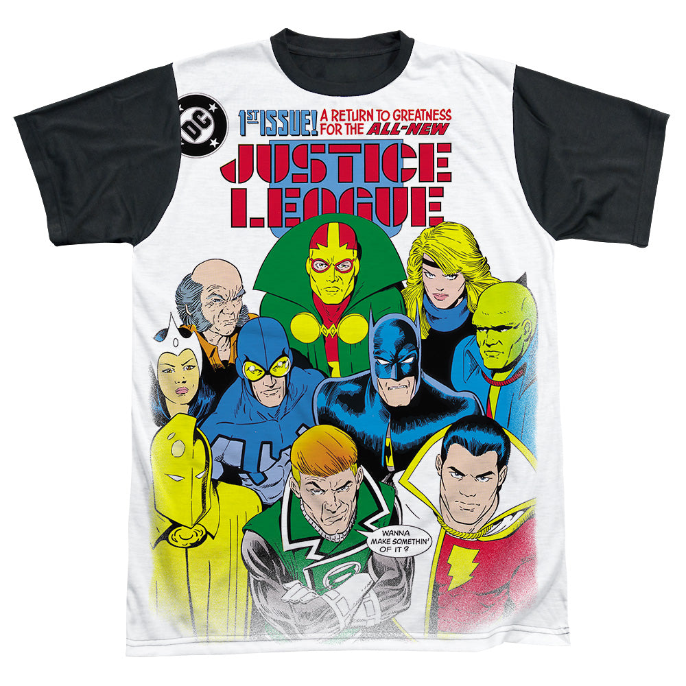 JLA RETURN TO GREATNESS-S/S ADULT WHITE FRONT BLACK BACK T-Shirt