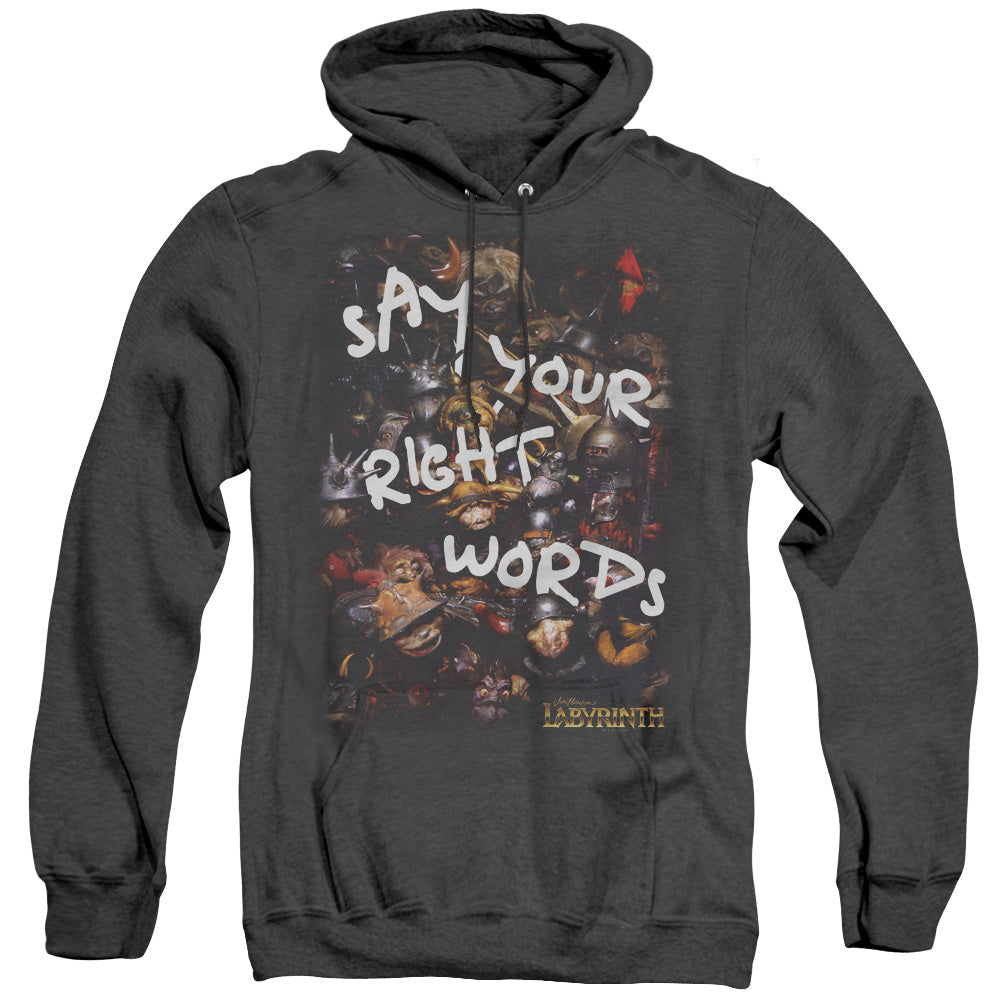 Labyrinth - Right Words - Adult Heather Hoodie - Black