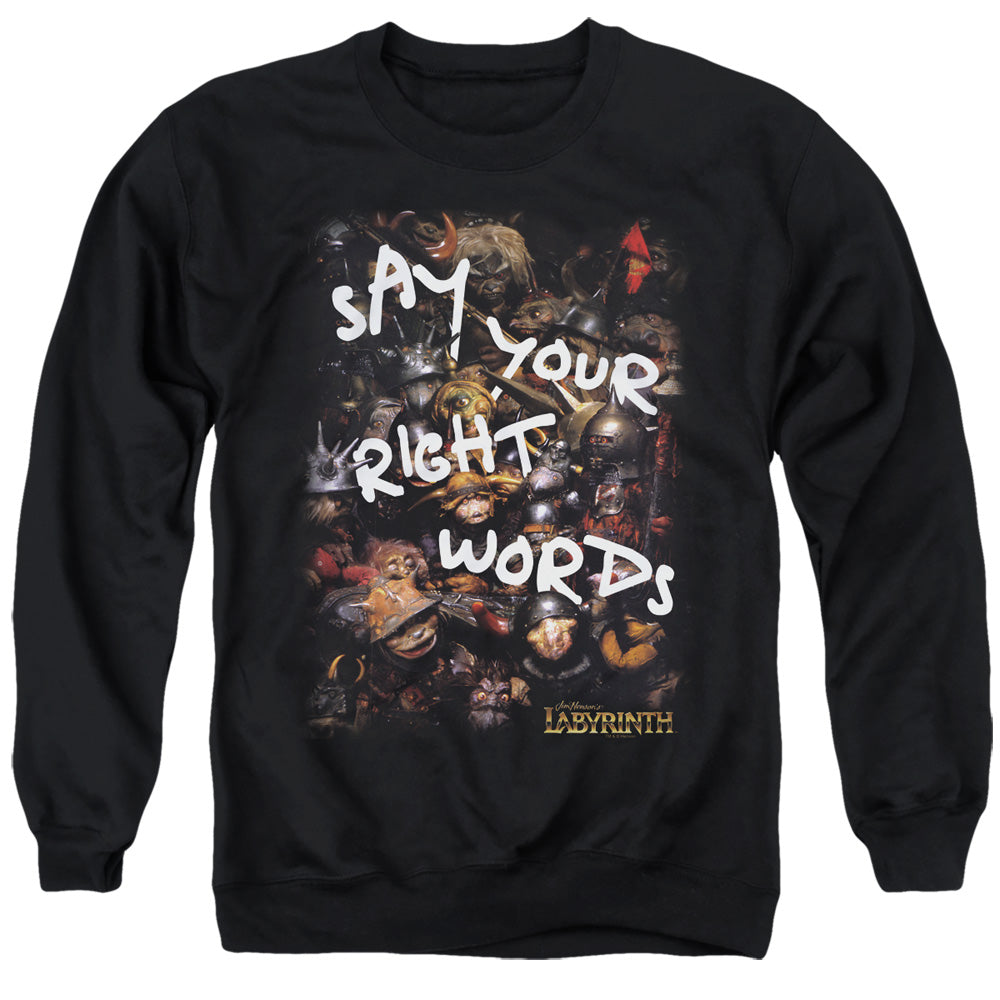 Labyrinth - Right Words - Adult Crewneck Sweatshirt - Black