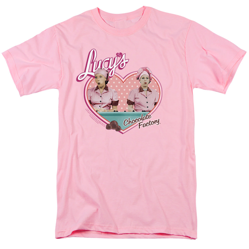 I Love Lucy - Chocolate Factory - Short Sleeve Adult 18/1 - Pink T-shirt