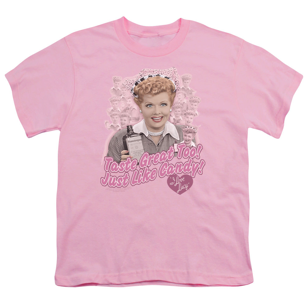 I Love Lucy - Tastes Like Candy - Short Sleeve Youth 18/1 - Pink T-shirt