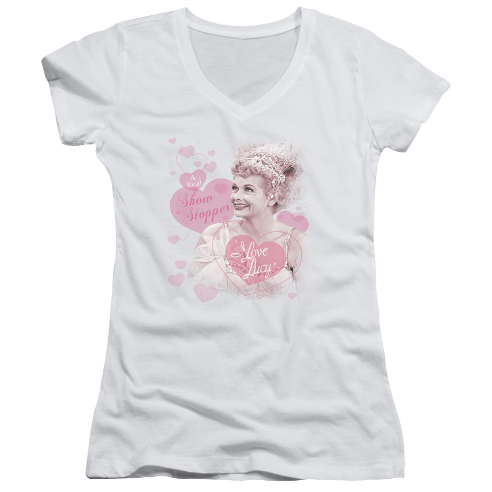 I Love Lucy - Show Stopper - Junior V-neck - White