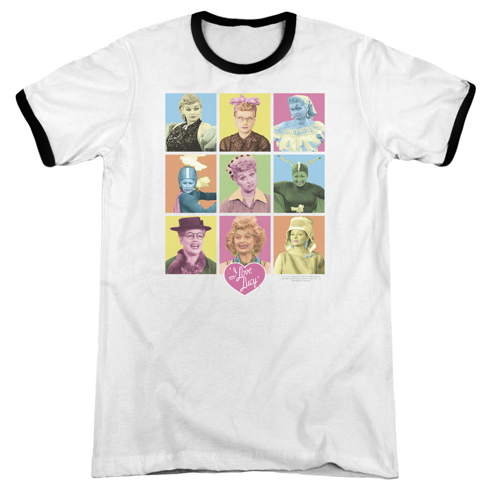 I Love Lucy - So Many Faces - Adult Ringer - White/black