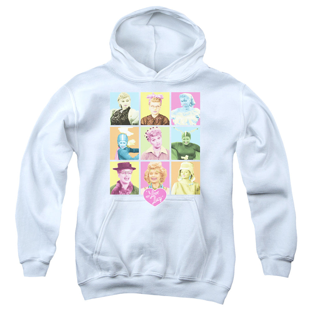 I Love Lucy - So Many Faces - Youth Pull-over Hoodie - White