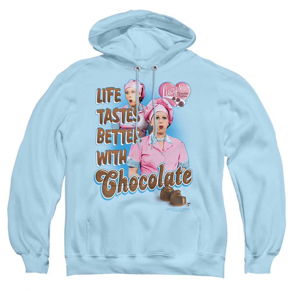 I Love Lucy - Better With Chocolate - Adult Pull-over Hoodie - Light Blue