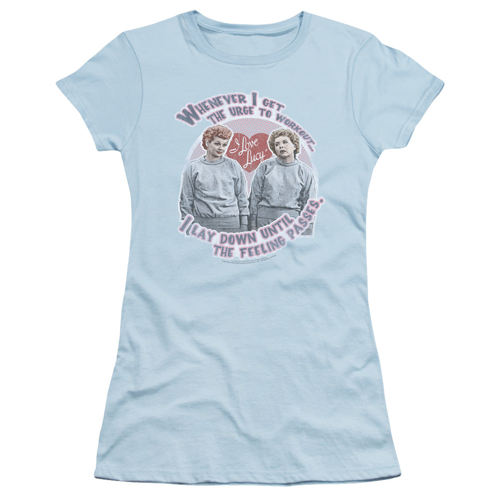 I Love Lucy - Lucys Workout - Short Sleeve Junior Sheer - Light Blue T-shirt