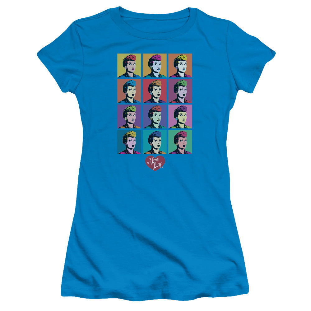 I Love Lucy - Worhol - Short Sleeve Junior Sheer - Turquoise T-shirt