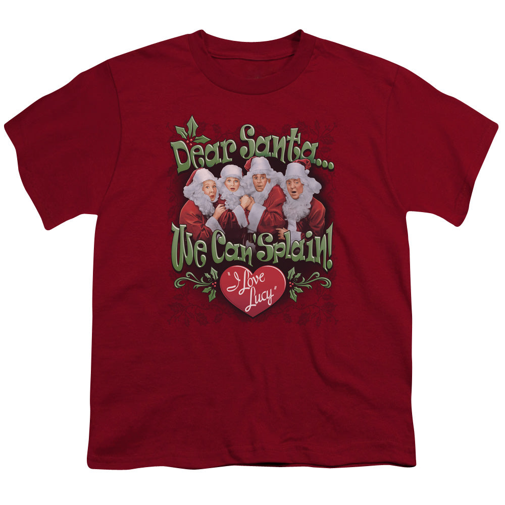 I Love Lucy - Dear Santa - Short Sleeve Youth 18/1 - Cardinal T-shirt