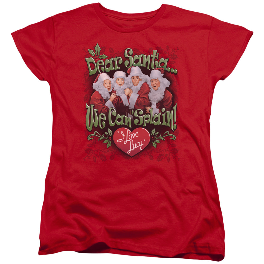 I Love Lucy - Dear Santa - Short Sleeve Womens Tee - Red T-shirt