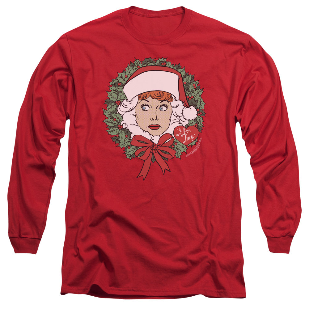 I Love Lucy - Wreath - Long Sleeve Adult 18/1 - Red T-shirt