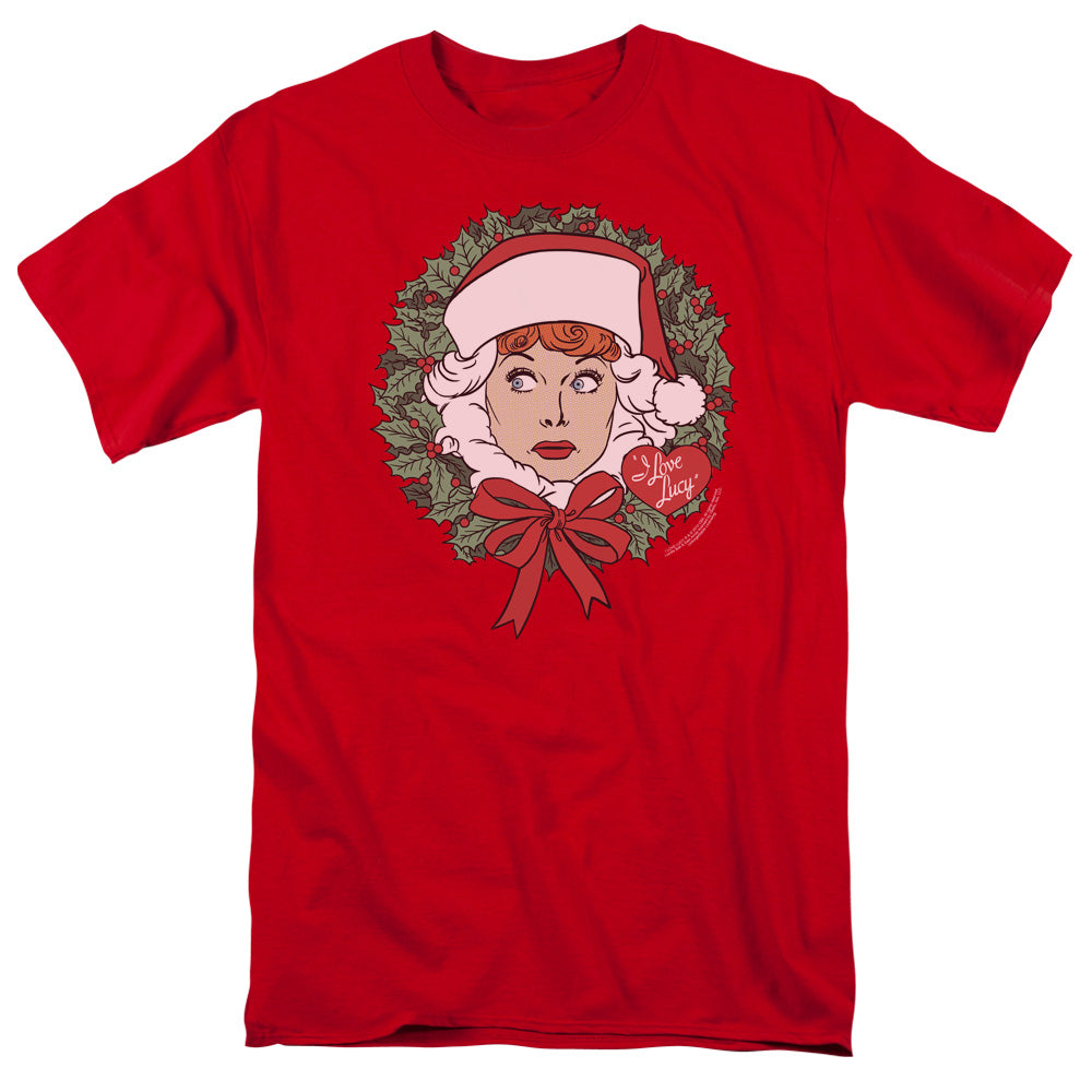 I Love Lucy - Wreath - Short Sleeve Adult 18/1 - Red T-shirt