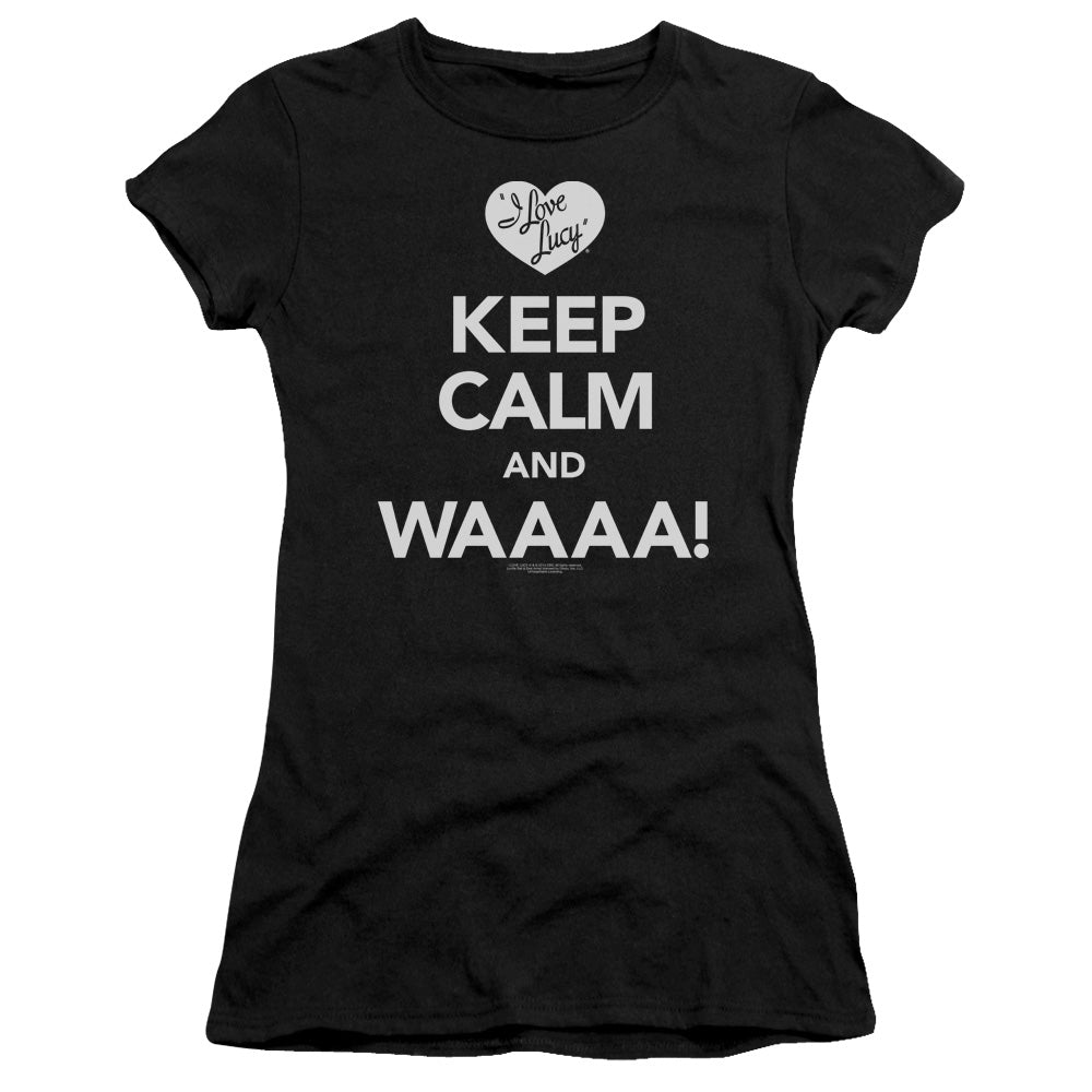 I Love Lucy - Keep Calm Waaa - Short Sleeve Junior Sheer - Black T-shirt