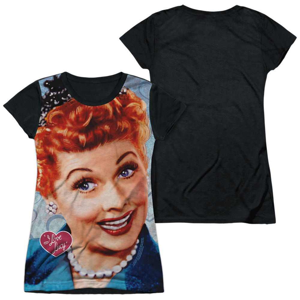 I Love Lucy - Smile - Short Sleeve Junior Poly Black Back - White T-shirt