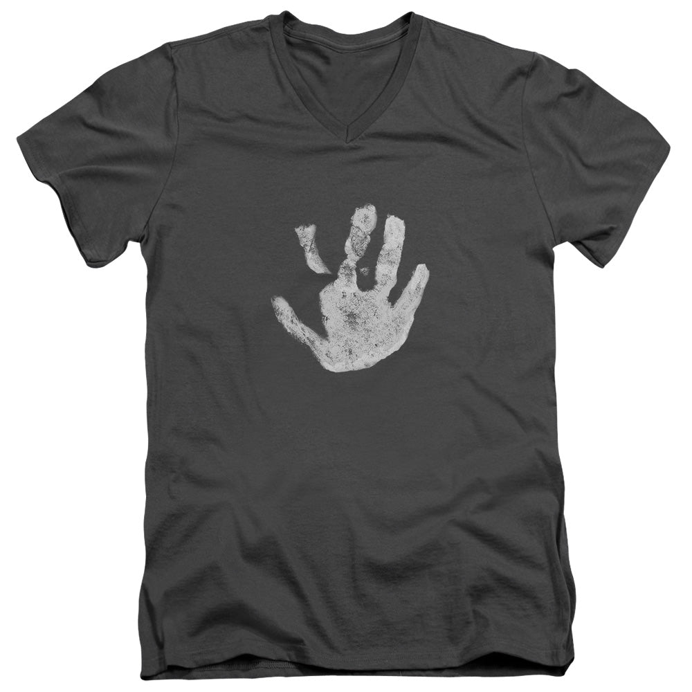 Lor - White Hand - Short Sleeve Adult V-neck - Charcoal T-shirt