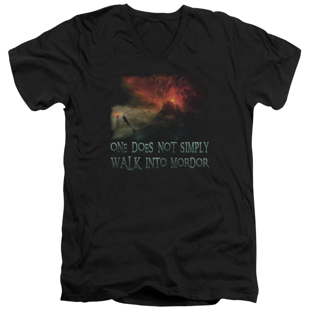 Lor - Walk In Mordor - Short Sleeve Adult V-neck - Black T-shirt