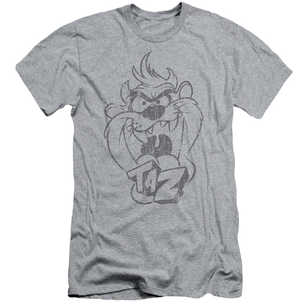 Looney Tunes - Faded Taz - Short Sleeve Adult 30/1 - Athletic Heather T-shirt