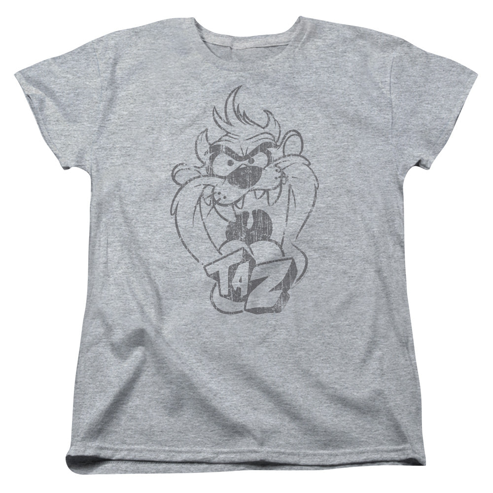 Looney Tunes - Faded Taz - Short Sleeve Womens Tee - Athletic Heather T-shirt