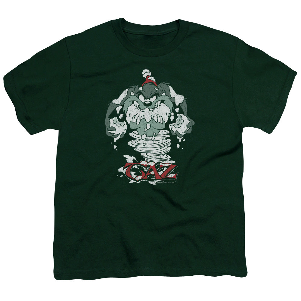 Looney Tunes - Abominable Tazman - Short Sleeve Youth 18/1 - Hunter Green T-shirt