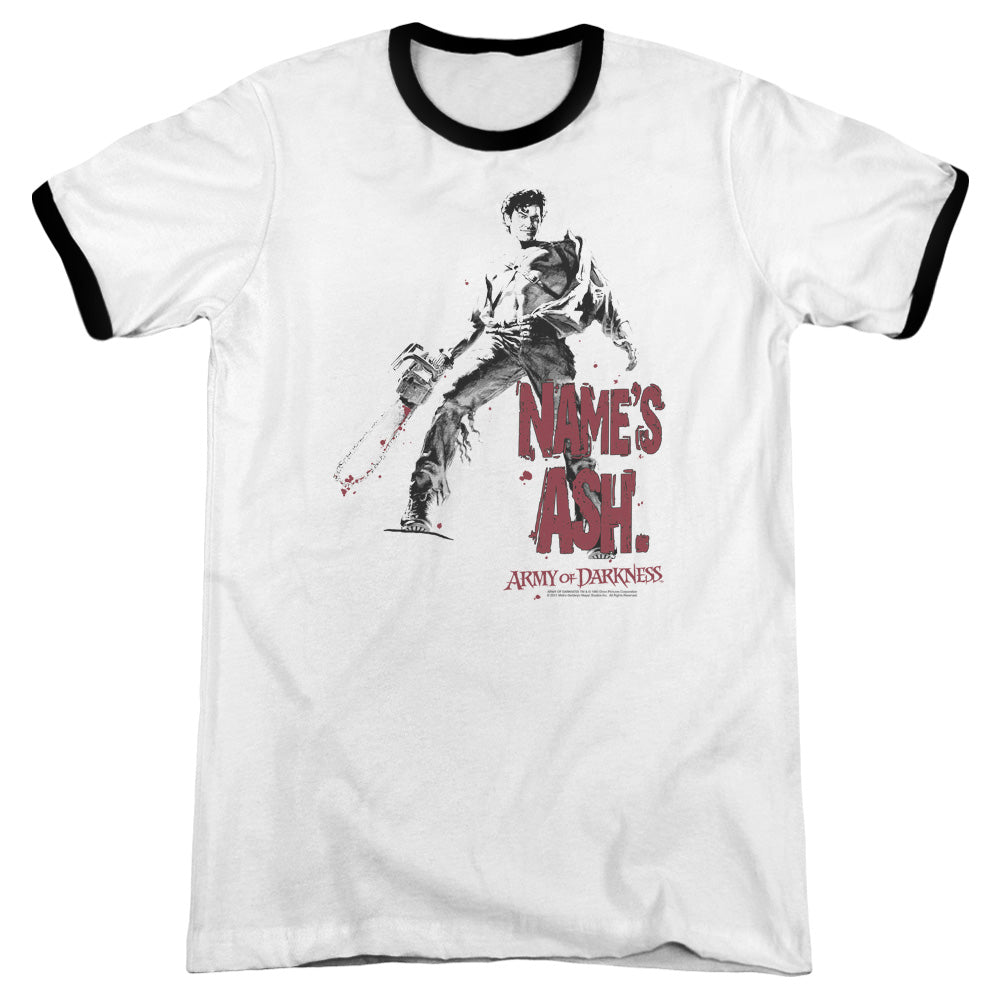 Army Of Darkness - Names Ash - Adult Ringer - White/black