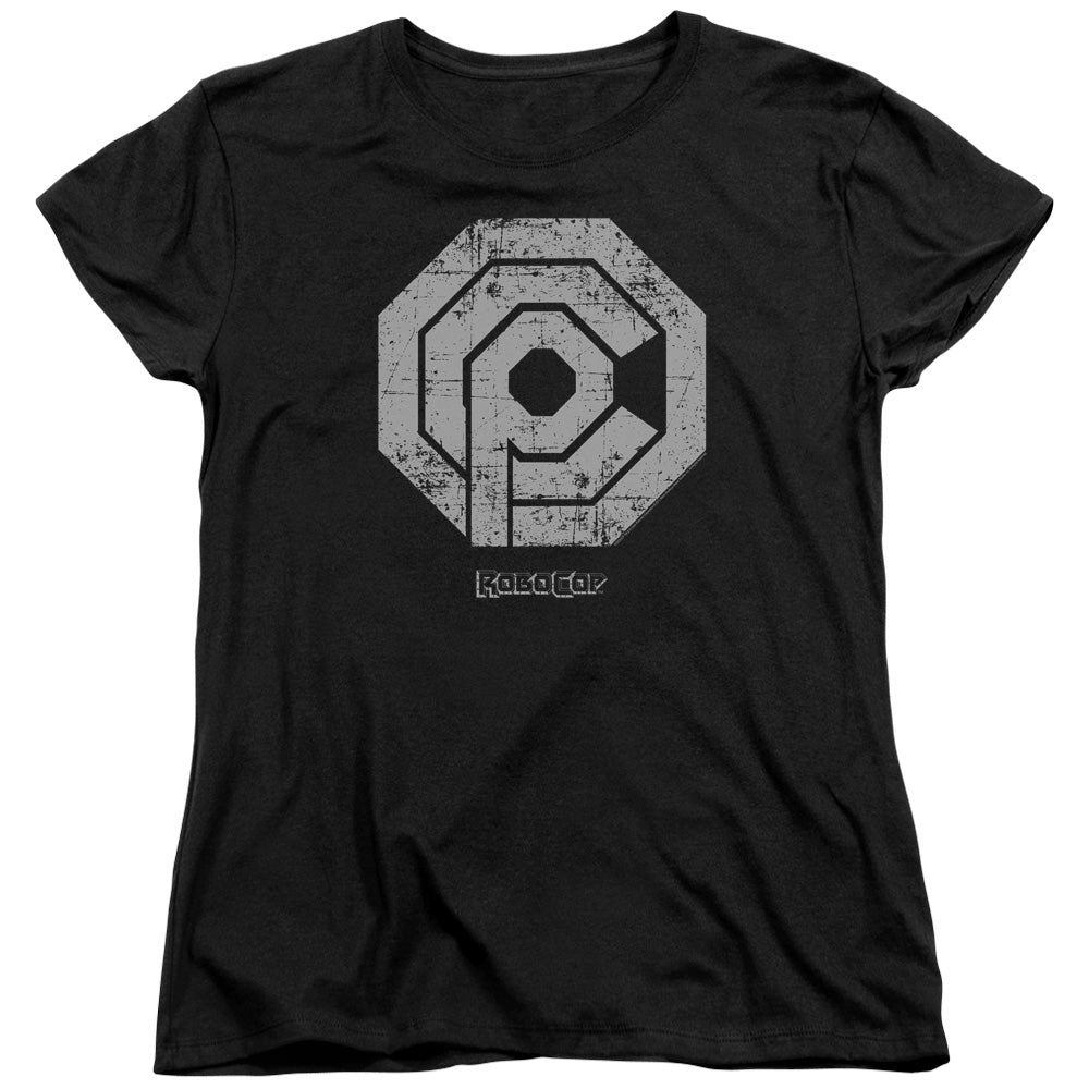 ROBOCOP DISTRESSED OCP LOGO - S/S WOMENS TEE - BLACK T-Shirt