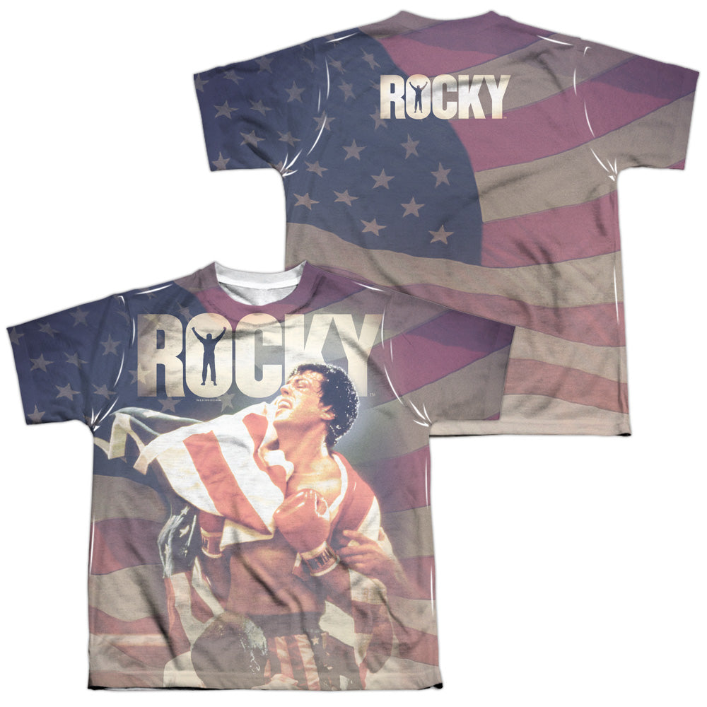 Rocky - American Dreams (Front/back Print) - Short Sleeve Youth Poly Crew - White T-shirt