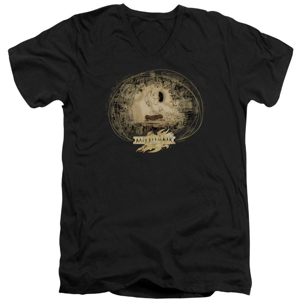 Mirrormask - Sketch - Short Sleeve Adult V-neck - Black T-shirt