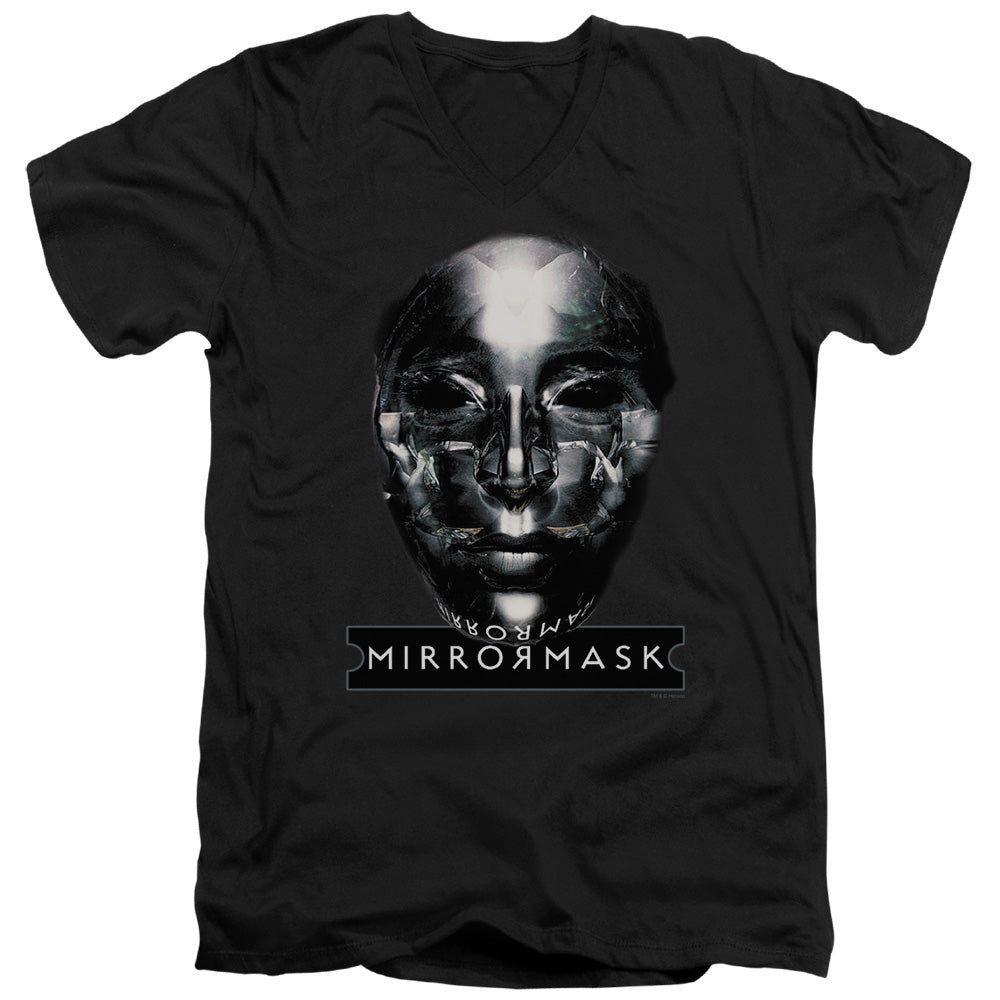 Mirrormask - Mask - Short Sleeve Adult V-neck - Black T-shirt