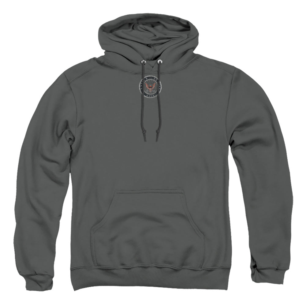 Navy - Rough Emblem - Adult Pull-over Hoodie - Charcoal