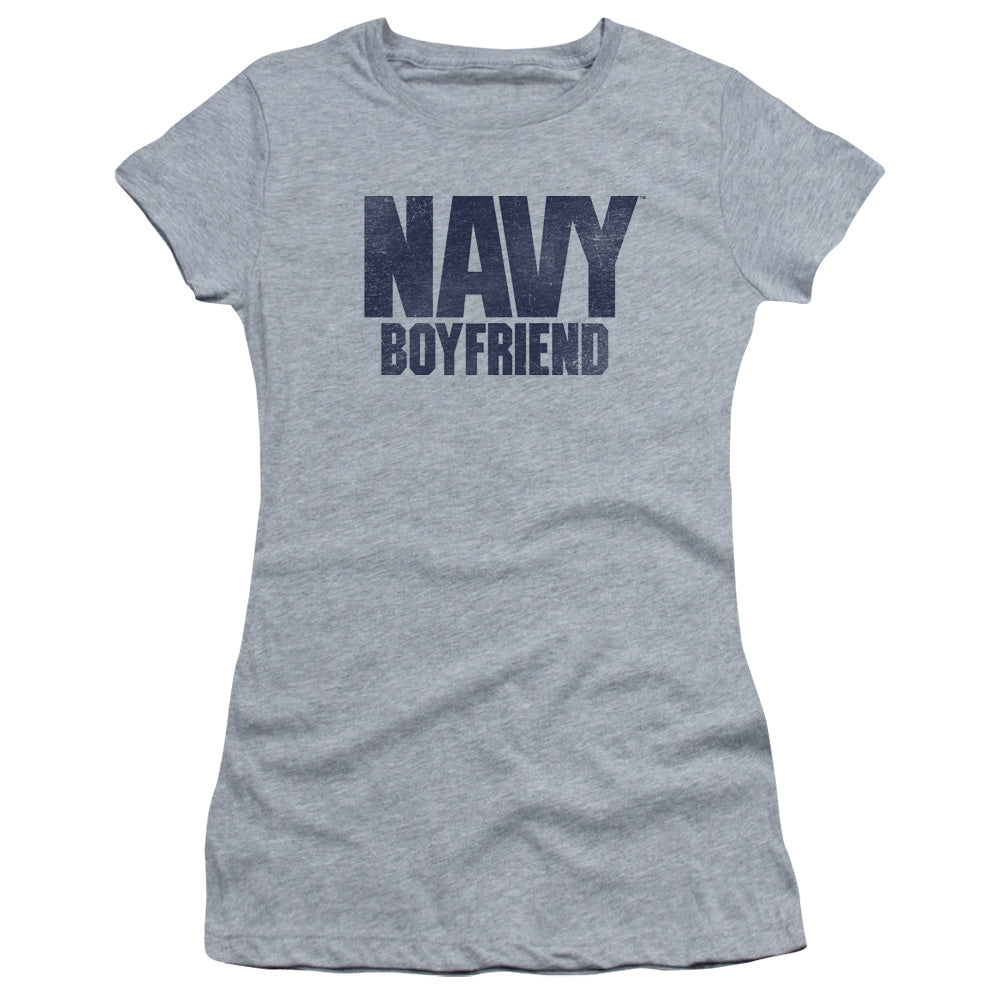 Navy - Boyfriend - Short Sleeve Junior Sheer - Athletic Heather T-shirt