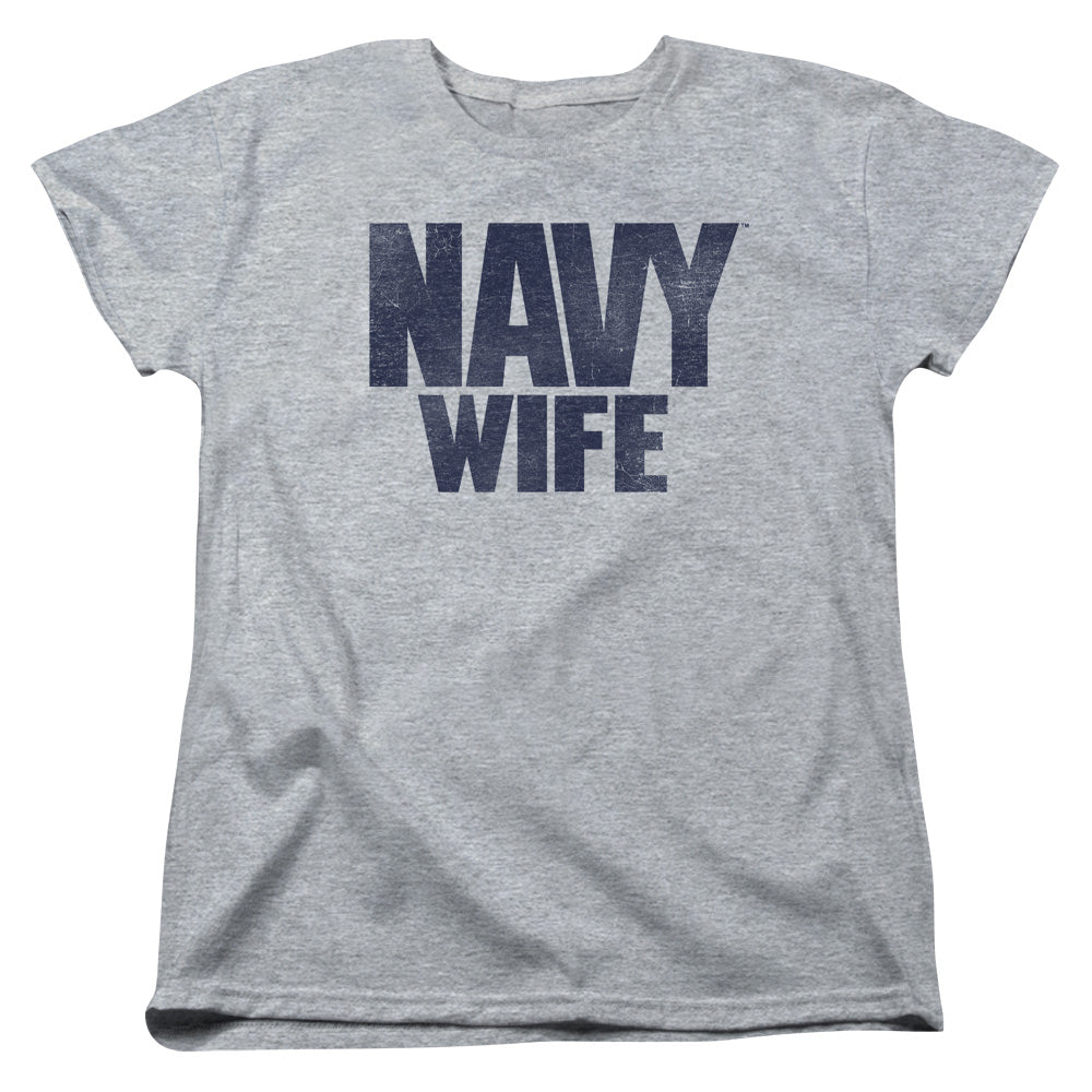 Navy - Wife - Short Sleeve Womens Tee - Athletic Heather T-shirt