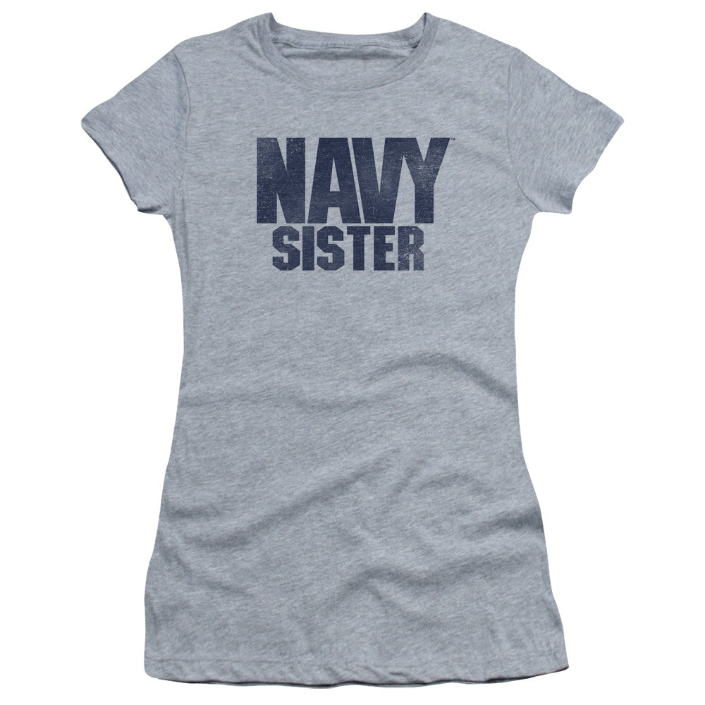 Navy - Sister - Short Sleeve Junior Sheer - Athletic Heather T-shirt