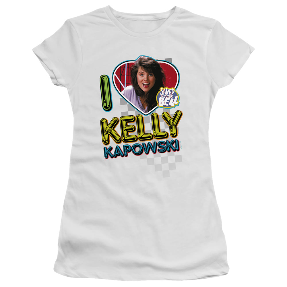 Saved By The Bell - I Love Kelly - Short Sleeve Junior Sheer - White T-shirt