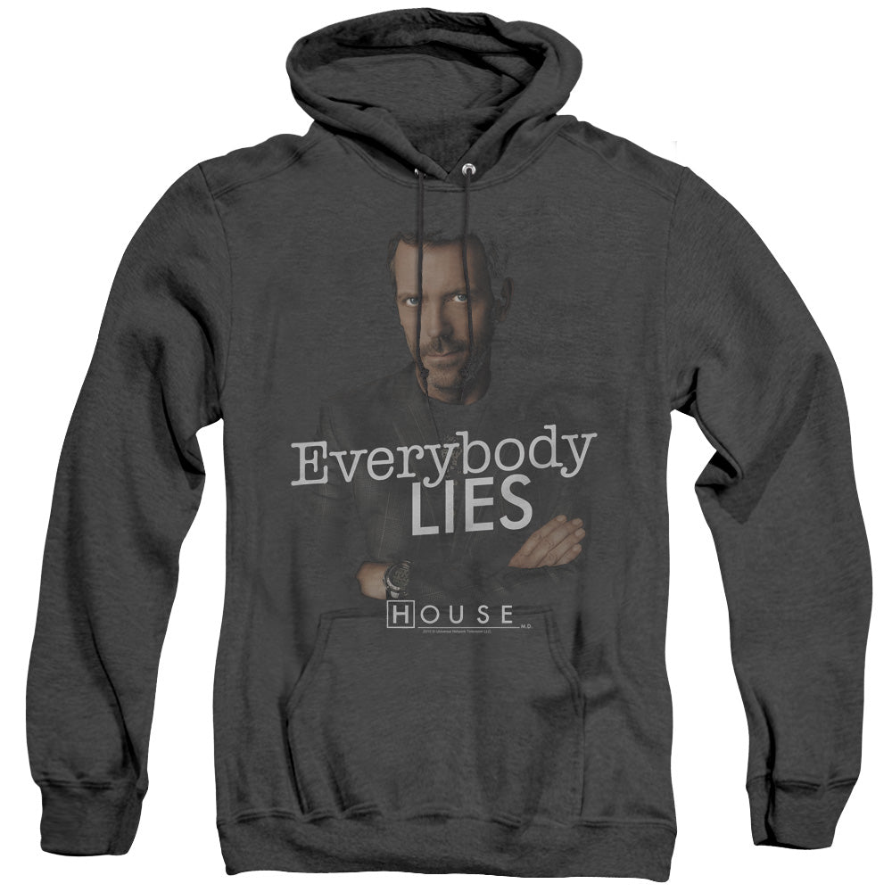 House - Everybody Lies - Adult Heather Hoodie - Black