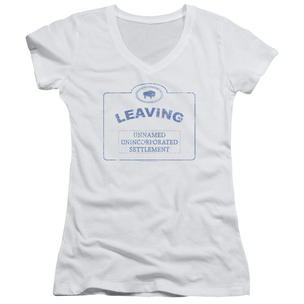 Warehouse 13 - Now Leaving Univille - Junior V-neck - White