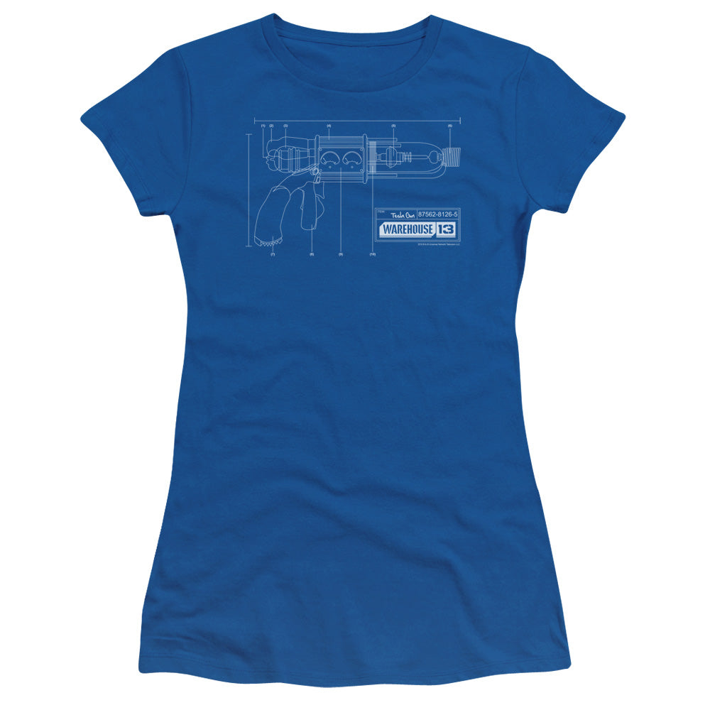 Warehouse 13 - Tesla Gun - Short Sleeve Junior Sheer - Royal Blue T-shirt