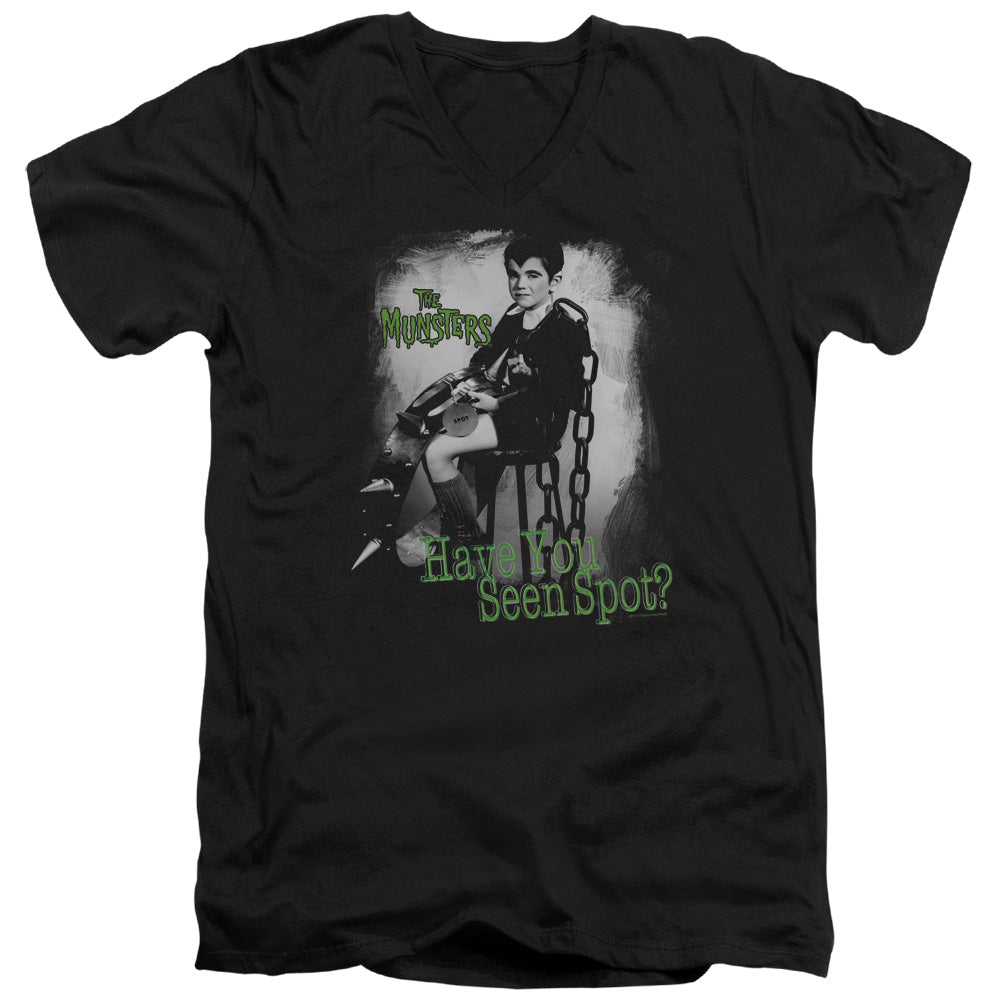 The Munsters - Have You Seen Spot - Short Sleeve Adult V-neck - Black T-shirt