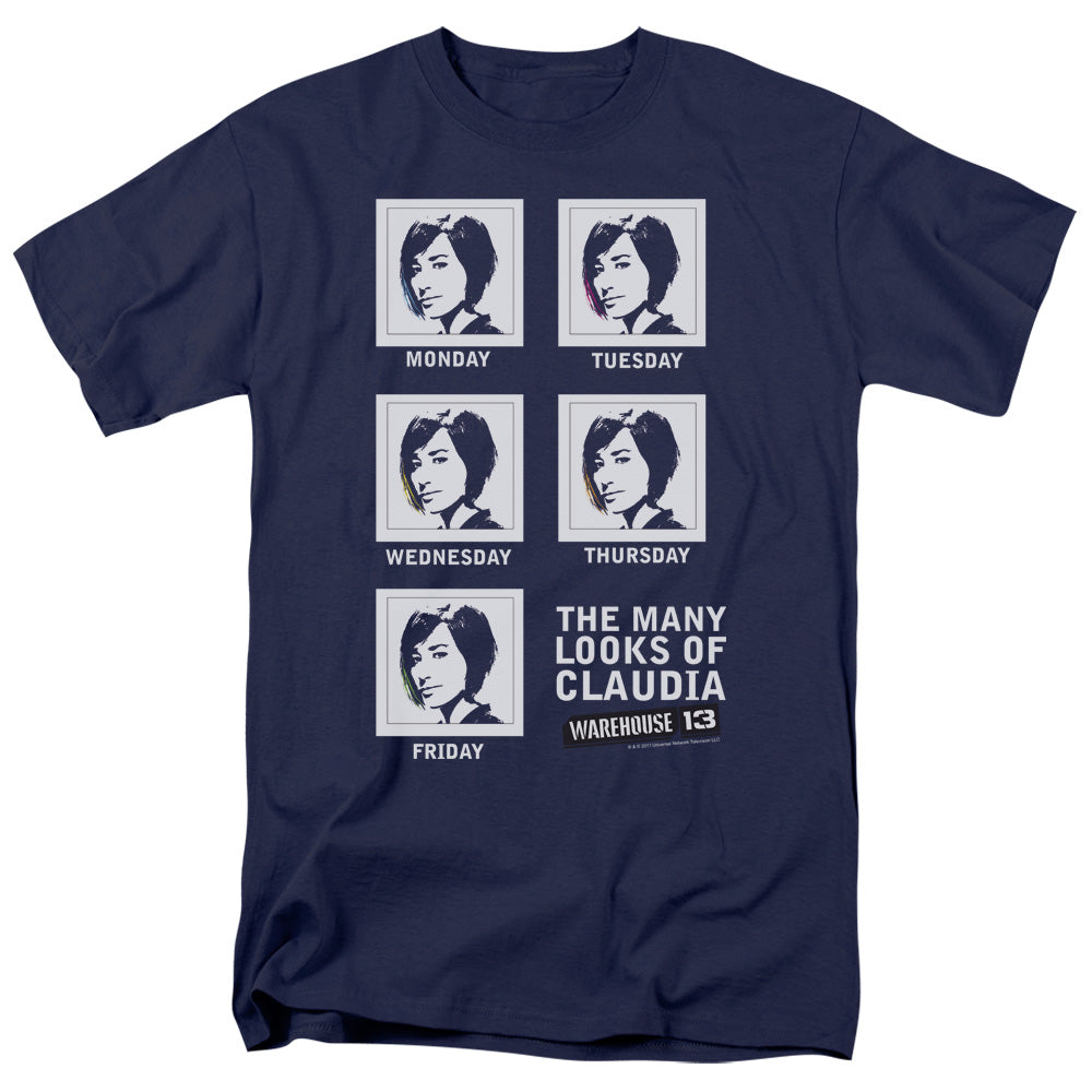 Warehouse 13 - Many Looks - Short Sleeve Adult 18/1 - Navy T-shirt