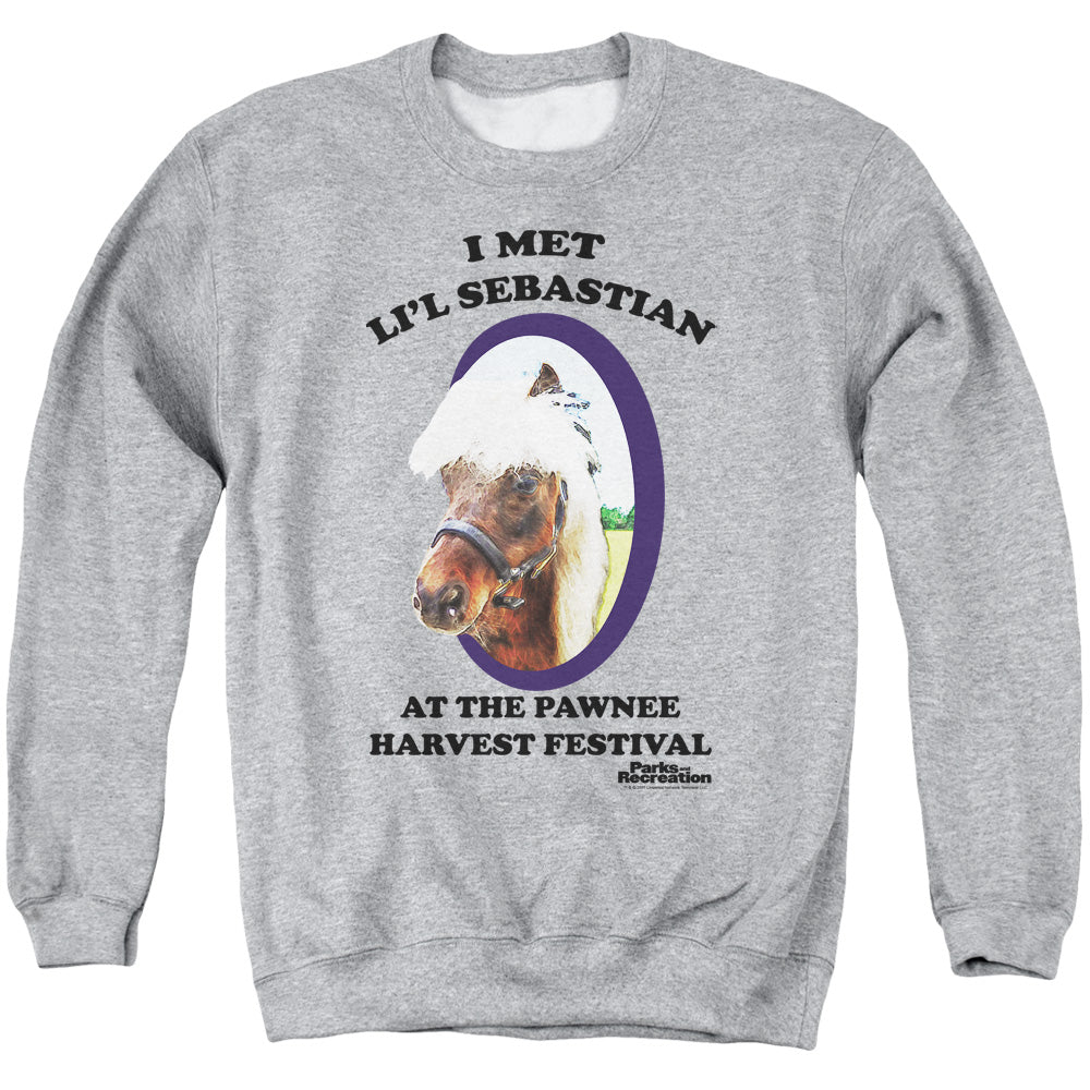 Parks And Rec Lil Sebastian - Adult Crewneck Sweatshirt - Athletic Heather