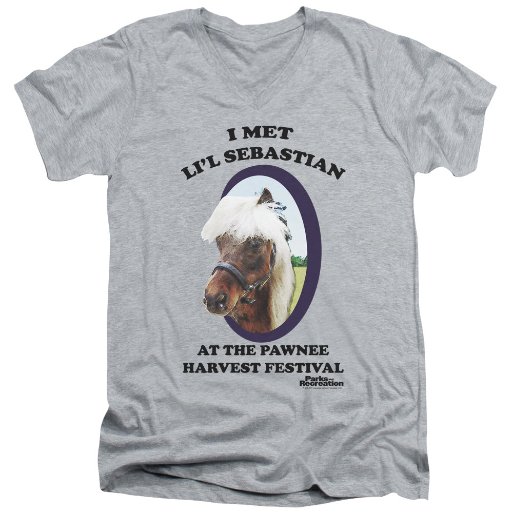 Parks And Rec - Lil Sebastian - Short Sleeve Adult V-neck - Athletic Heather T-shirt