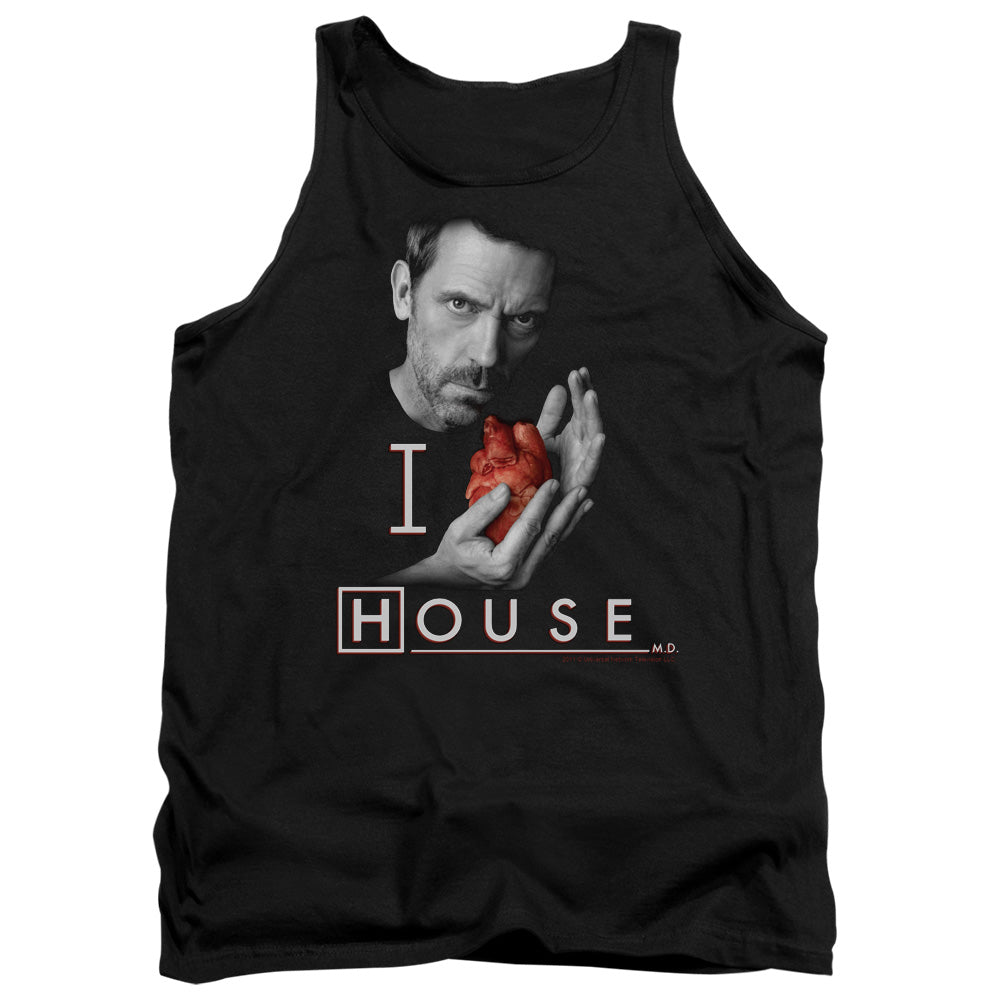 House - I Heart House - Adult Tank - Black