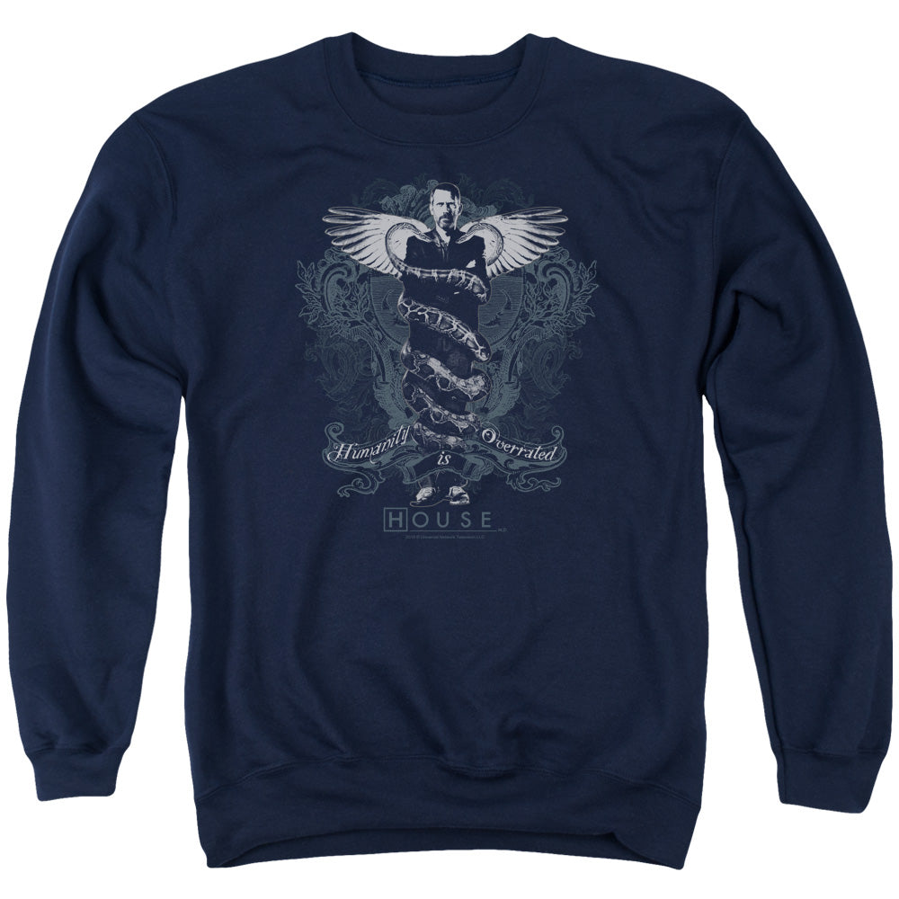 House - Humanity Is Overrated - Adult Crewneck Sweatshirt - Navy