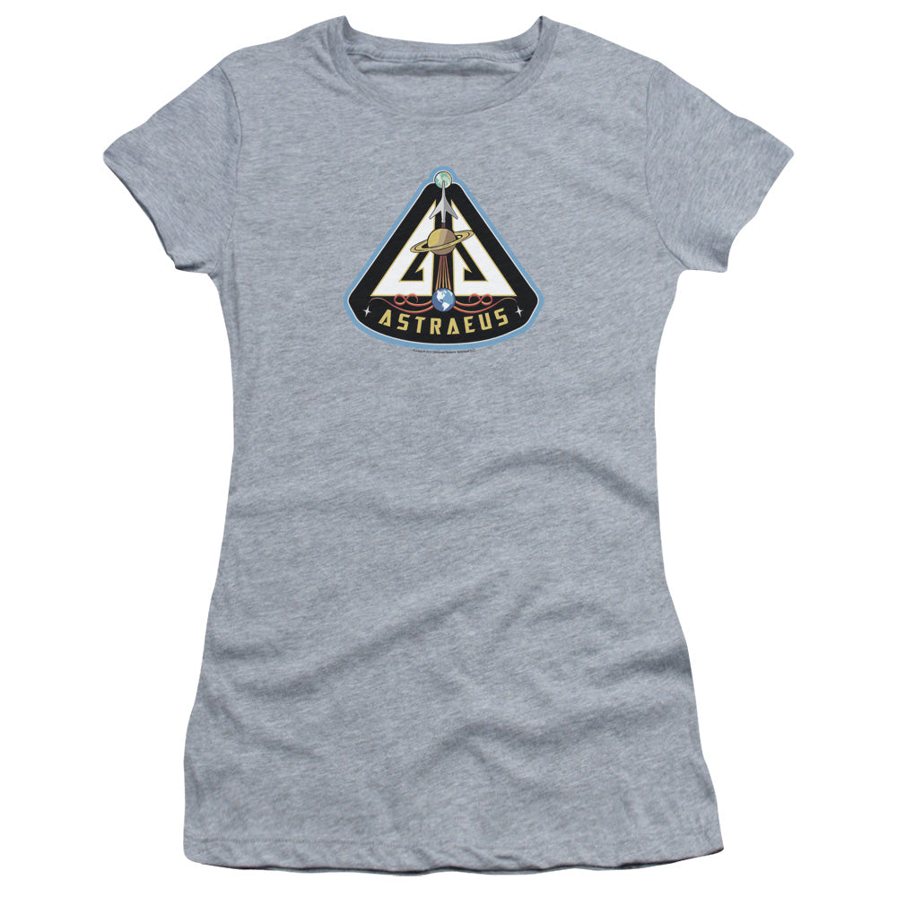 Eureka - Astraeus Mission Patch - Short Sleeve Junior Sheer - Silver - Md - Silver T-shirt