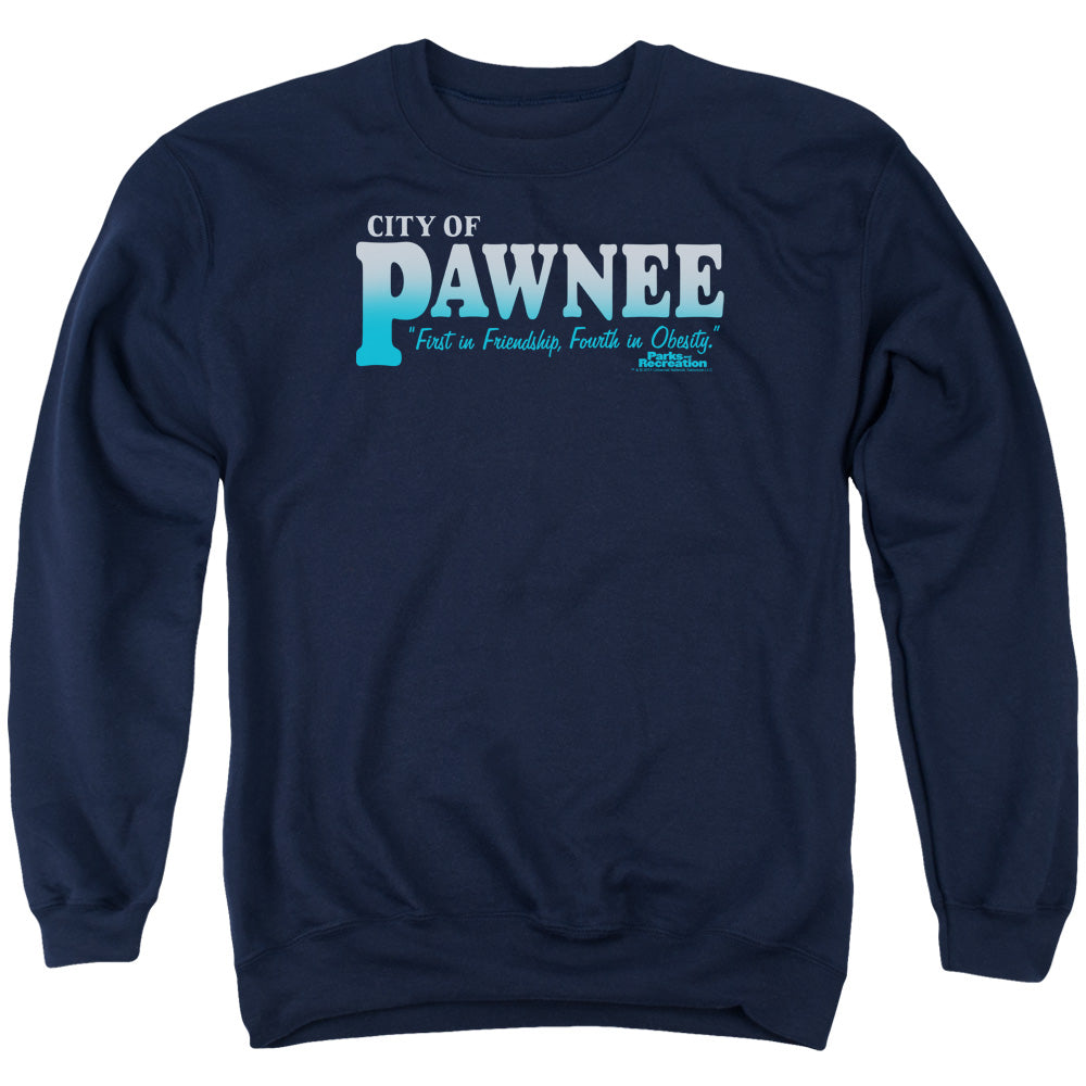 Parks And Rec - Pawnee - Adult Crewneck Sweatshirt - Navy