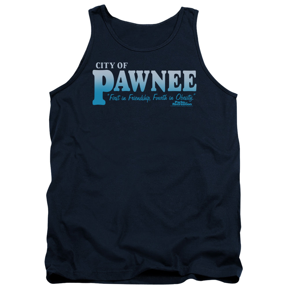 Parks And Rec - Pawnee - Adult Tank - Navy