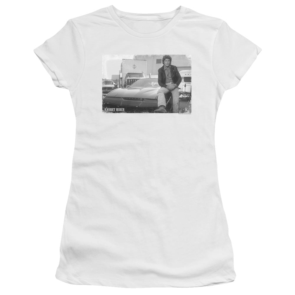 Knight Rider - Black Knight - Short Sleeve Junior Sheer - White T-shirt