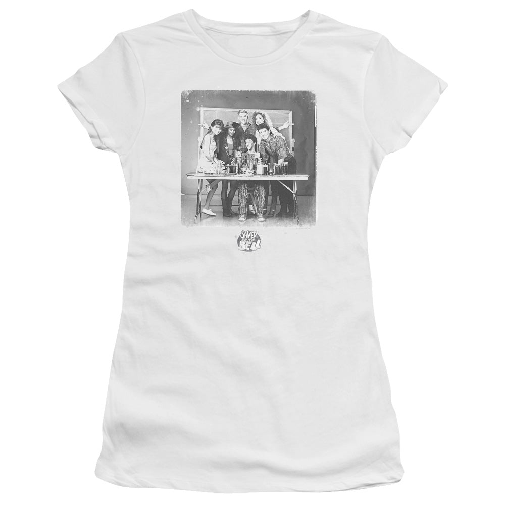 Saved By The Bell - Class Photo - Short Sleeve Junior Sheer - White T-shirt