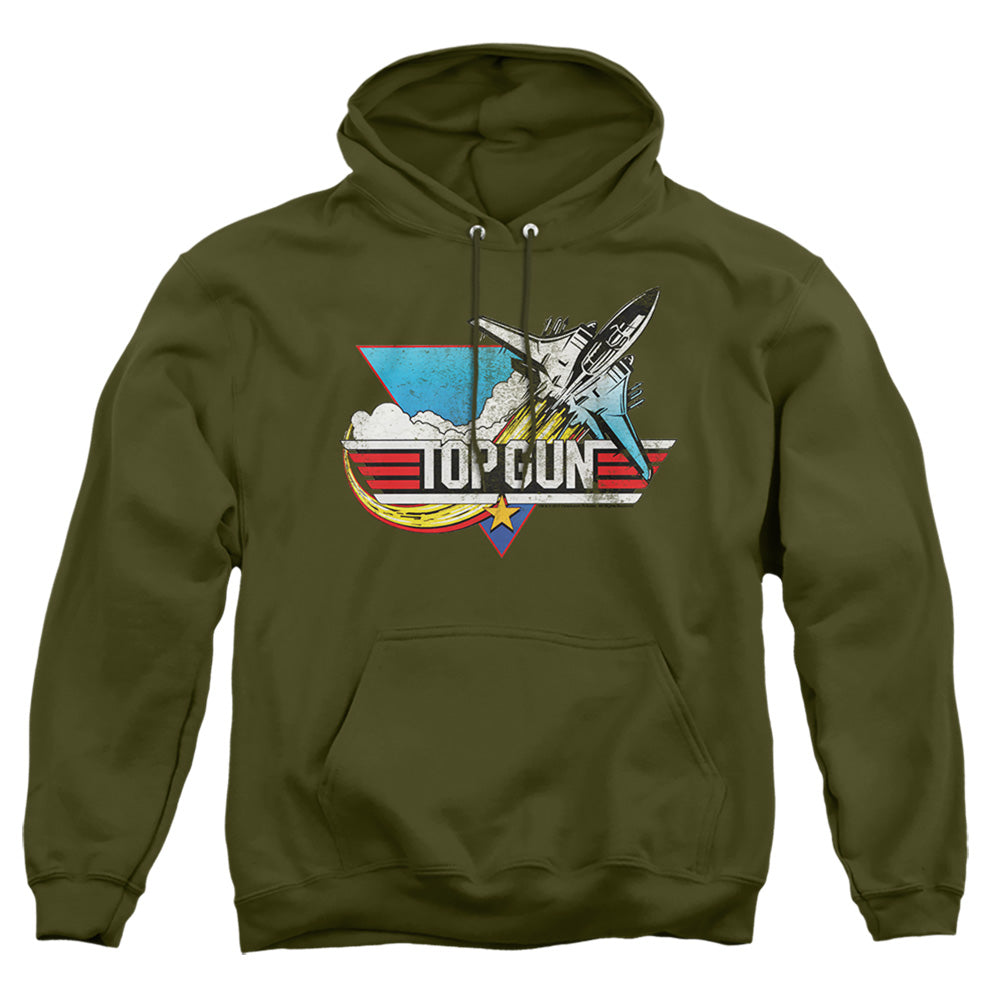 Top Gun - Distressed Logo - Adult Pull-over Hoodie - Military Green